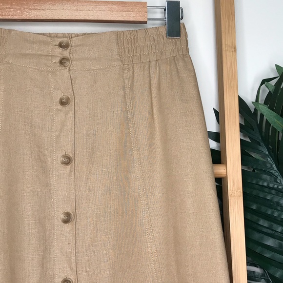 SOLD Seed Heritage Beige French Linen Flowing Skirt 6 - Picture 6 of 13